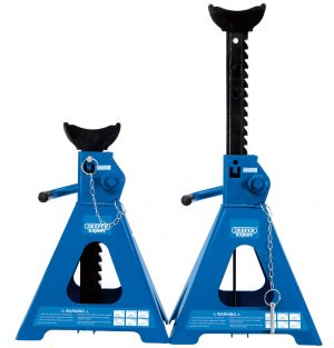 Pair of Pneumatic Rise Ratcheting Axle Stands (5 tonne)