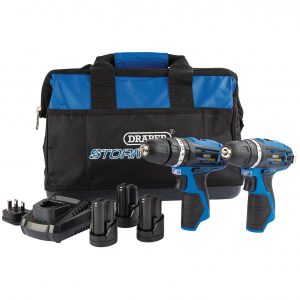 Draper Storm Force® 10.8V Power Interchange Combi Drill and Rotary Drill Twin Kit (+3 x 1.5Ah Batteries, Charger and Bag)