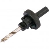 Quick Release Hex. Shank Holesaw Arbor with HSS Pilot Drill for Holesaws 32 - 210mm, 7/16" Thread