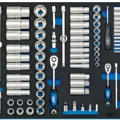 1/4", 3/8", and 1/2" Socket Set in Full Plus Drawer EVA Insert Tray (96 Piece)