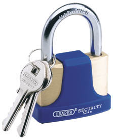 52mm Solid Brass Padlock and 2 Keys with Hardened Steel Shackle and Bumper