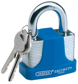 40mm Laminated Steel Padlock and 2 Keys with Hardened Steel Shackle and Bumper