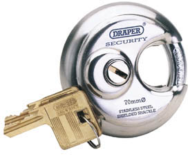 70mm Diameter Stainless Steel Padlock and 2 Keys
