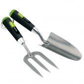 Carbon Steel Heavy Duty Hand Fork and Trowel Set (2 Piece)
