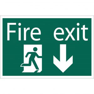 Fire Exit Arrow Down' Safety Sign