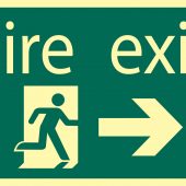 Glow In The Dark 'Fire Exit Arrow Right' Safety Sign