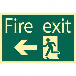 Glow In The Dark 'Fire Exit Arrow Left' Safety Sign
